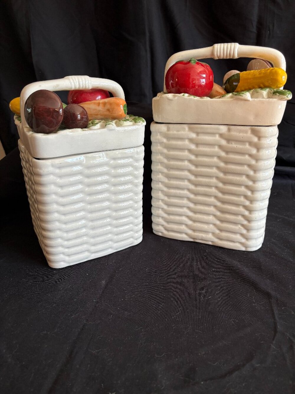Rare Vintage 80's Kitchen Harvest Ceramic Canisters